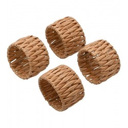 Jogo 4 Anéis Para Guardanapo Claro Rattan Sintético